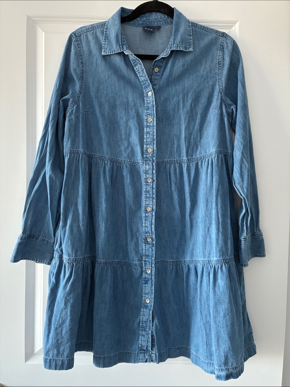 Gap Size S Tiered Denim Mini Shirtdress - Blue
